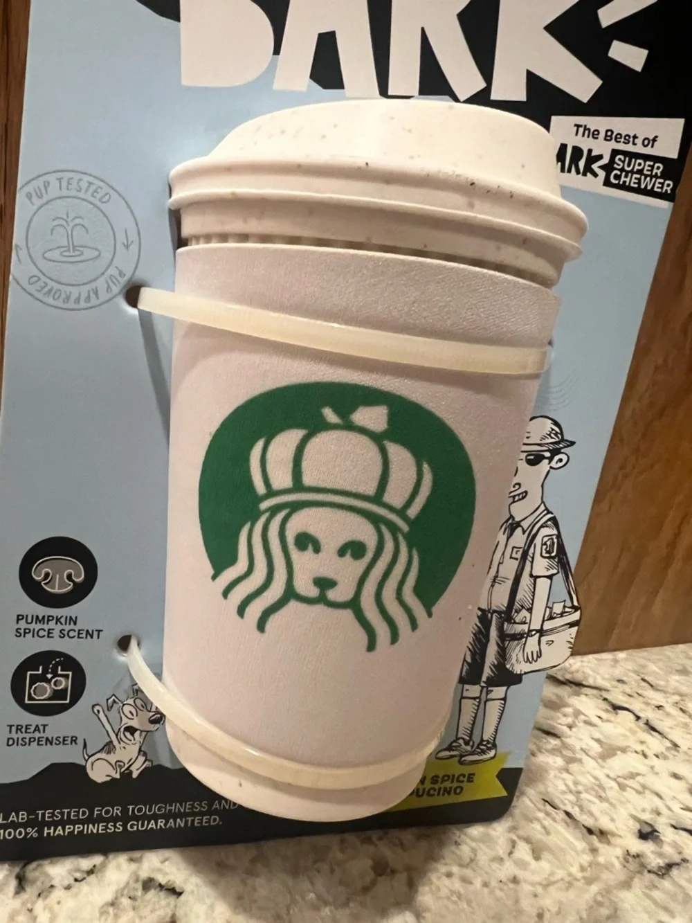 Bark Pumpkin Spice Puppuccino Dog Toy - White & Green